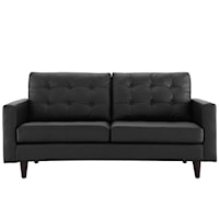 Empress Contemporary Bonded Leather Tufted Loveseat - Black