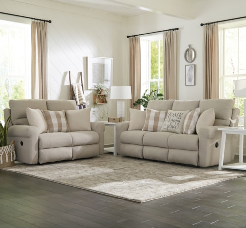 Transitional 2-Piece Power Reclining Living Room Set