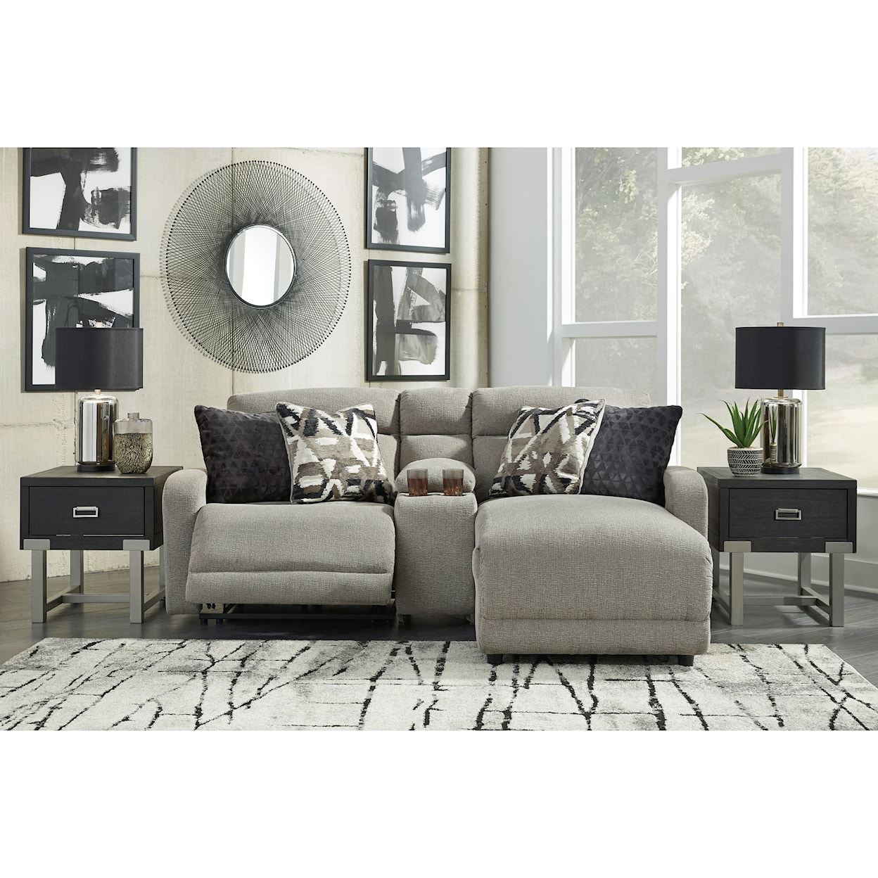 Ashley Furniture Signature Design Colleyville 3-Piece Power Recl Sectional with Chaise