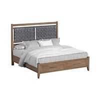 Farmhouse King Panel Bed with Footboard Storage