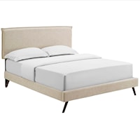 Queen Fabric Platform Bed with Round Splayed Legs