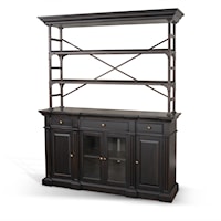 Transitional Buffet with Metal Hutch/Bakers Rack