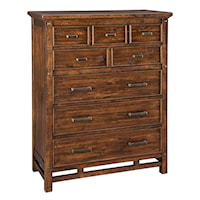Rustic 6-Drawer Chest with Drop Down Drawer