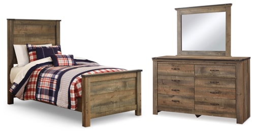Twin Panel Bed, Dresser And Mirror