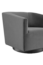 Modway Twist Accent Lounge Performance Velvet Swivel Chair - White/Gold