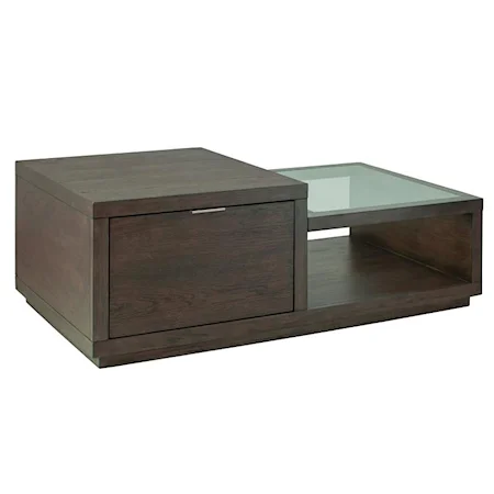 Contemporary1-Drawer  Rectangular Cocktail Table with Casters