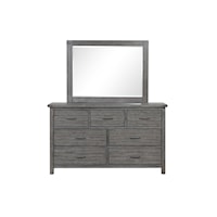 Rustic Dresser and Mirror Set with Felt-Lined Top Drawers