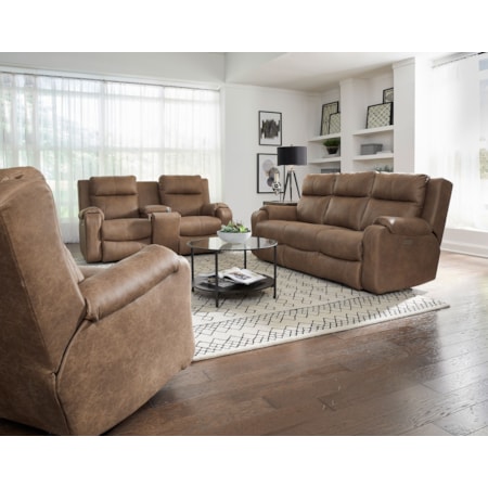 Power Headrest Double Reclining Sofa