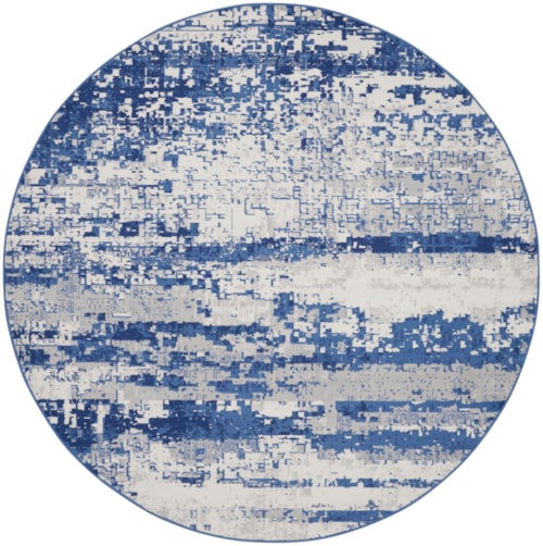 8'  Ivory Navy Round Rug