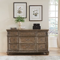 Transitional 9-Door Dresser with Felt-Lined Top Drawers