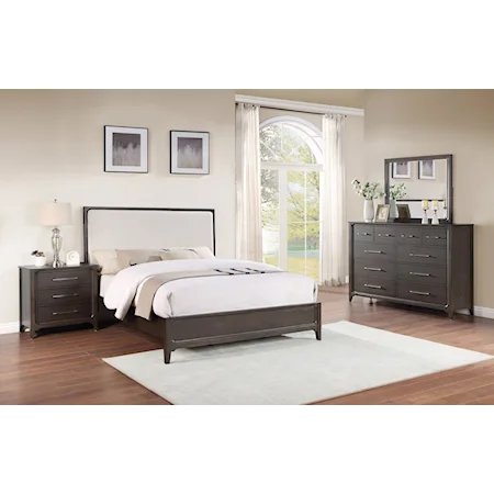Contemporary Bedroom Set with Nightstand with Dresser/Mirror