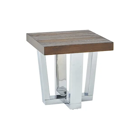 Laredo Glam Square End Table with Metal Base