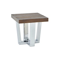 Laredo Glam Square End Table with Metal Base