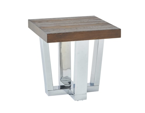 Laredo Glam Square End Table with Metal Base