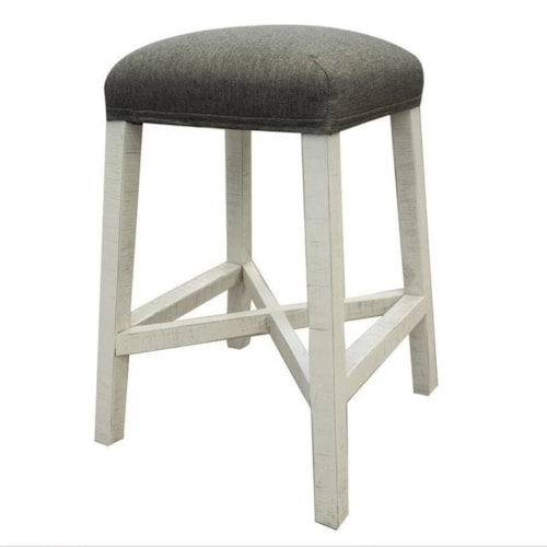 Farmhouse Counter-Height Stool with Fabric Seat