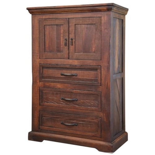 Rustic 3-Drawer Bedroom Chest with 2-Doors