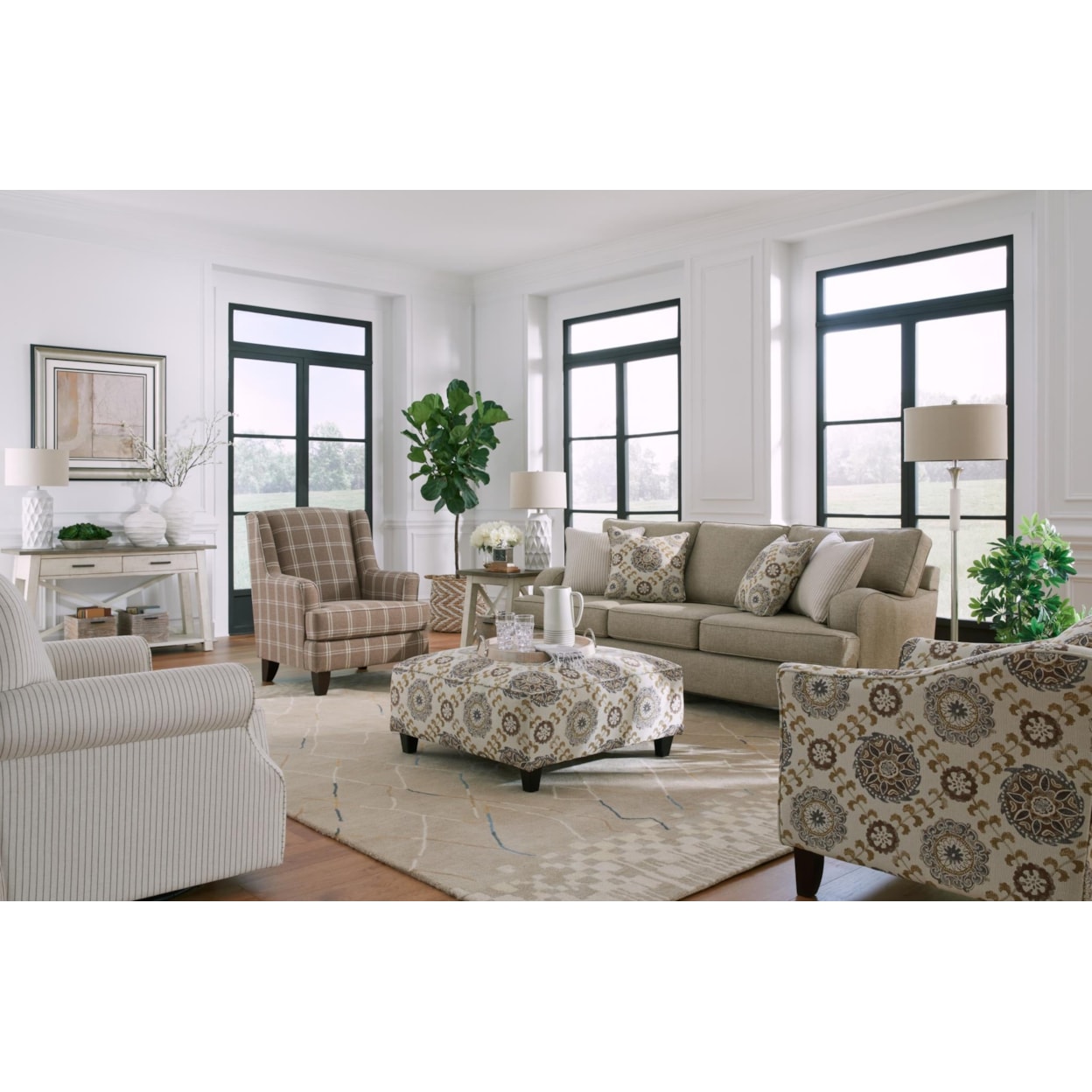 Fusion Furniture 4250 CROSSROADS MINK Sofa with T-Cushion Seats