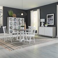 Modern Farmhouse Optional 5-Piece Pedestal Dining Table Set