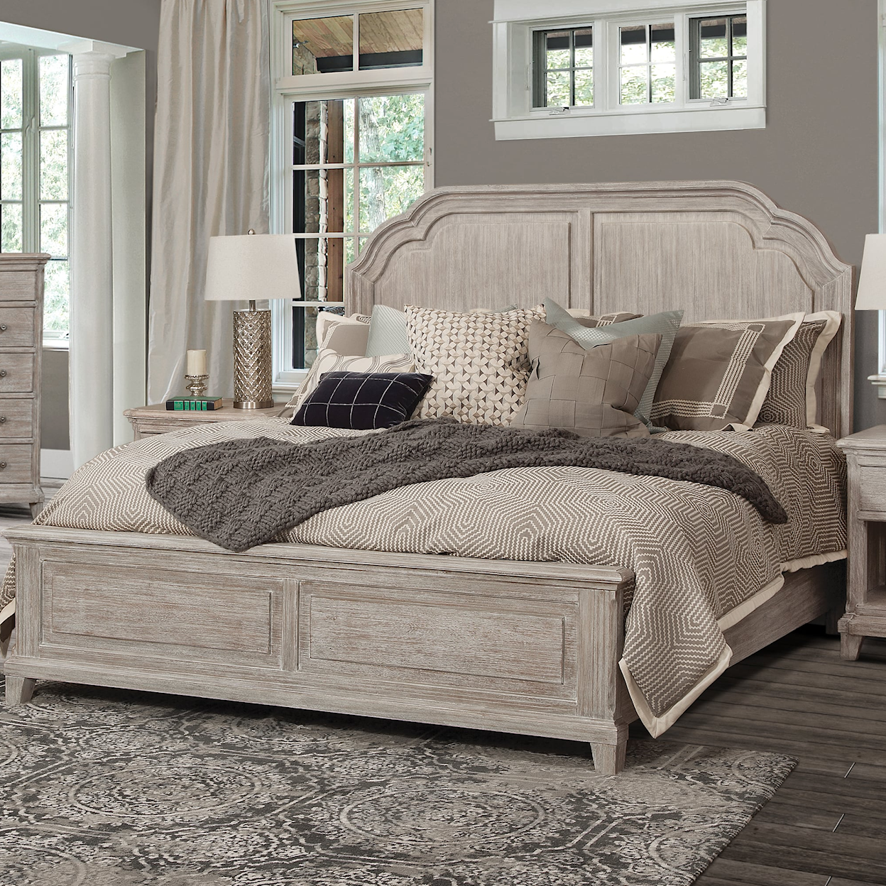 American Woodcrafters Painters Creek King Panel Bed