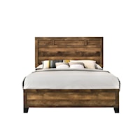 Rustic King Bed with Panel Headboard