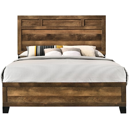 Rustic Queen Bed with Panel Headboard