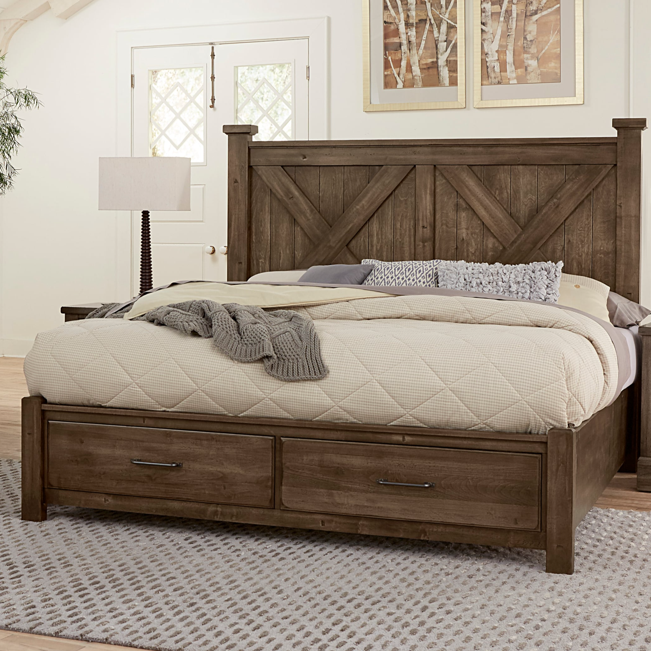 Artisan Post Cool Rustic 170 667 066B 602 Rustic California King X Panel Bed with Footboard Storage Jacksonville Furniture Mart Bed Headboard Footboard