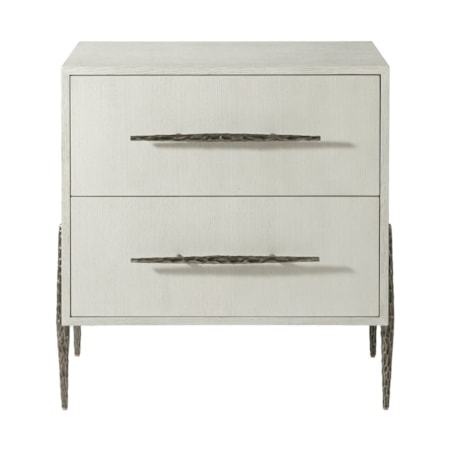 Two Drawer Nightstand with Metal Legs