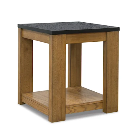 End Table with Faux Stone Top