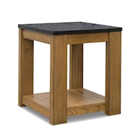 End Table with Faux Stone Top