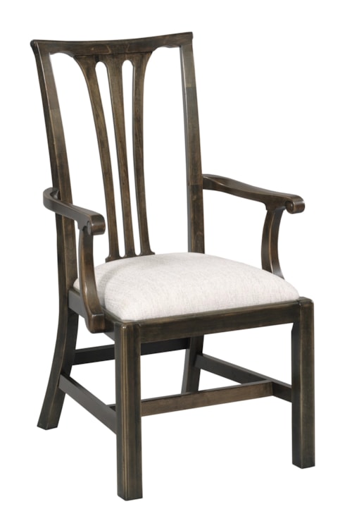 Traditional Standard Arm Dining Chair with Upholstered Seat