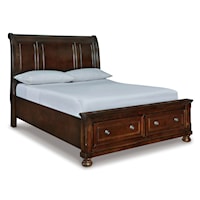 Queen Sleigh Bed with Storage Footboard