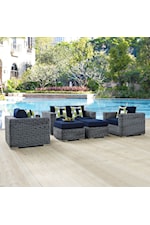 Modway Summon Summon Coastal Outdoor Sunbrella® Armless Chair - Gray/Beige