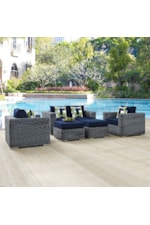 Modway Summon Summon Coastal 7-Piece Patio Sunbrella® Dining Set - Gray/Tuscan
