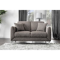 Transitional Loveseat with Stainless Steel Legs
