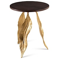 Contemporary Accent Table with Gold Leaf Legs
