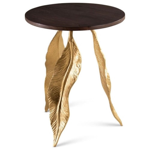 Contemporary Accent Table with Gold Leaf Legs