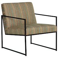 Metal Frame Accent Chair with Striped Fabric