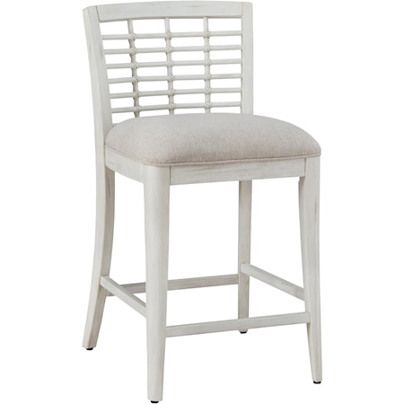 Coastal Counter Height Dining Chair with Lattice Back