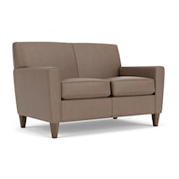 Casual Loveseat with Track Armrests & Exposed Wood Legs