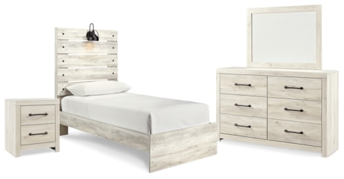 Twin Panel Bed, Dresser, Mirror And Nightstand