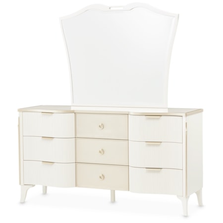 Michael Amini La Marisia 9089050SA-112 Glam Nine-Drawer Marble-Top Dresser with Hidden Lift Storage | Fashion Furniture | Dressers Michael Amini La Marisia 9089050SA-112 Glam Nine-Drawer Marble-Top Dresser with Hidden Lift Storage | Fashion Furniture | Dressers