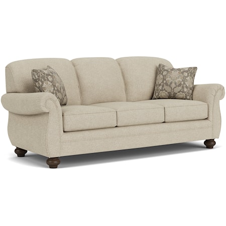 Transitional Stationary Sofa with Bun Feet