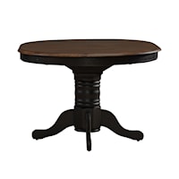 Transitional Oval Pedestal Dining Table with Table Leaf