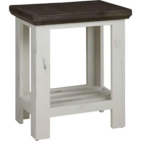 Farmhouse Chairside Table with Shelf