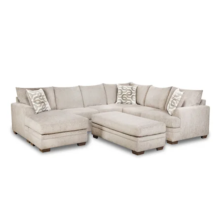 Contemporary 3-Piece Sectional Sofa with Ottoman
