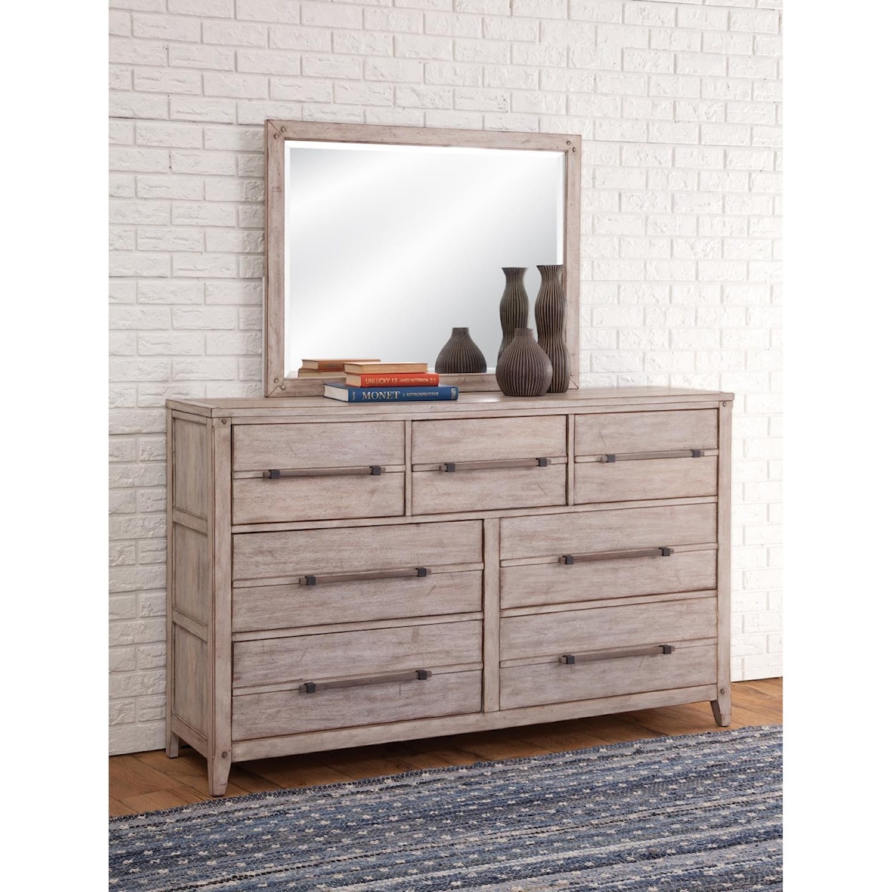 American Woodcrafters Aurora Dresser and Mirror Set