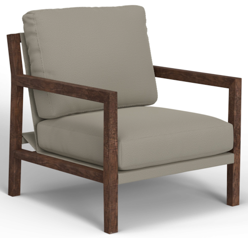 Contemporary Upholstered Armchair with Exposed Wooden Frame