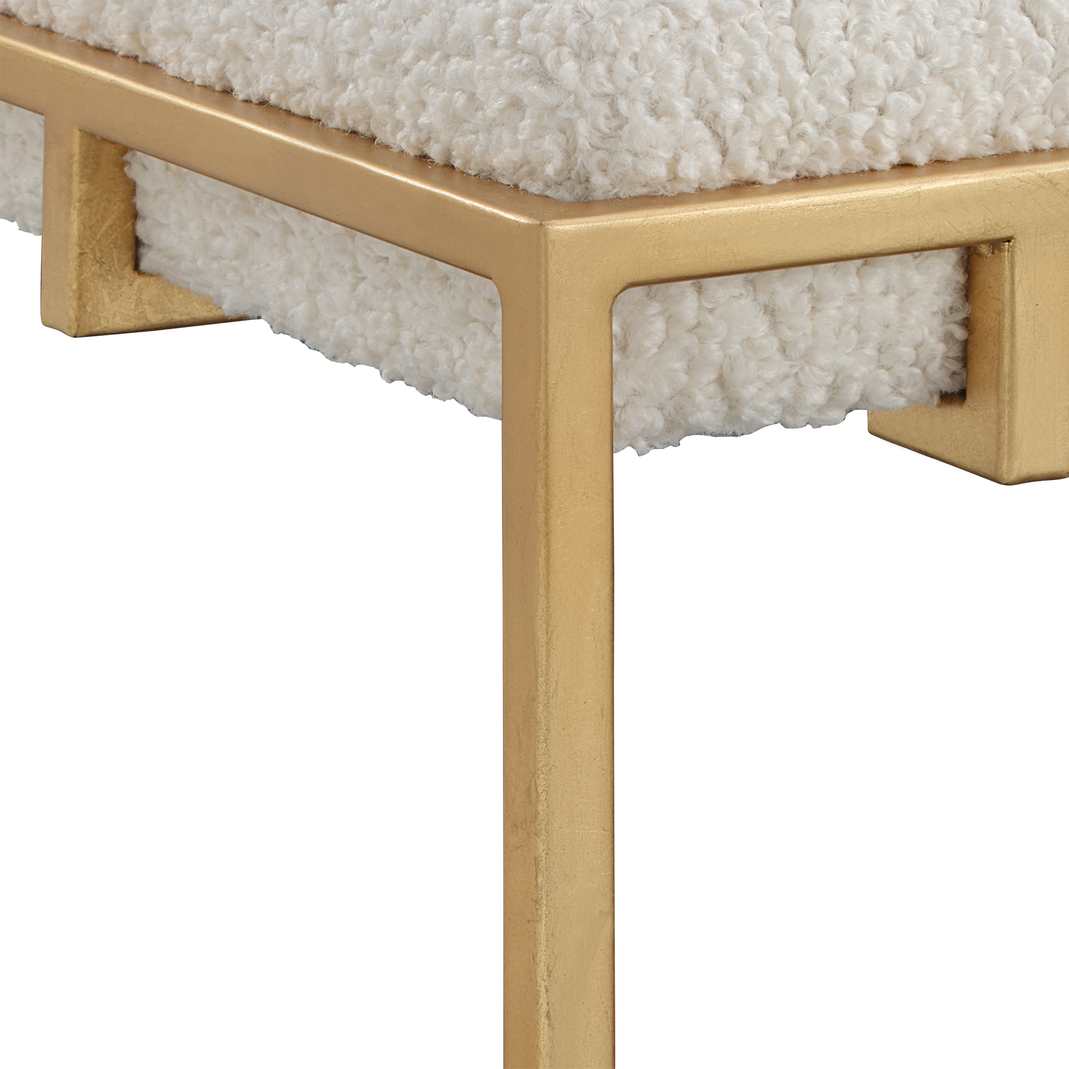 Uttermost Paradox Paradox Small Gold & White Shearling Bench