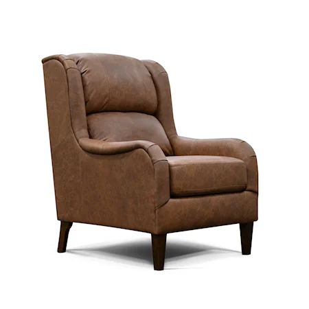 Transitional Leather Accent Chair with English Arms
