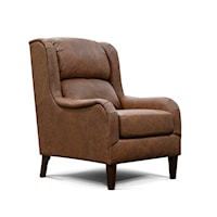Transitional Leather Accent Chair with English Arms